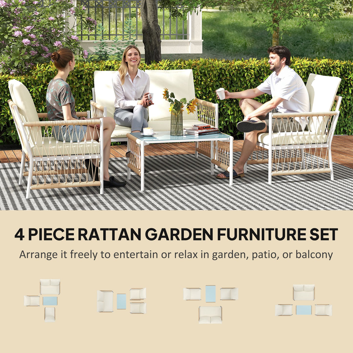 4 Piece Rattan Garden Furniture Set (1)