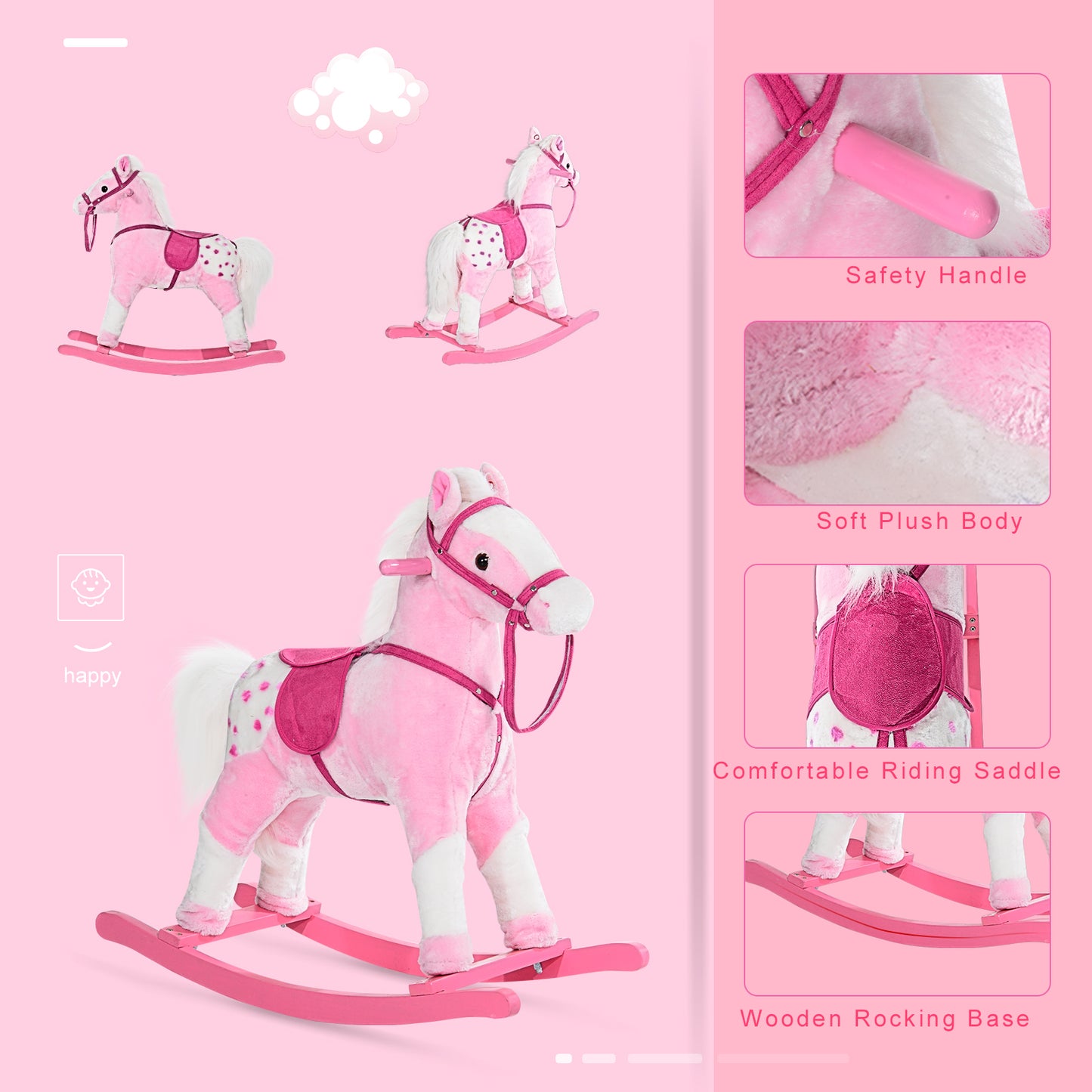 Baby Rocking Horse Plush Ride on Animals Rocker