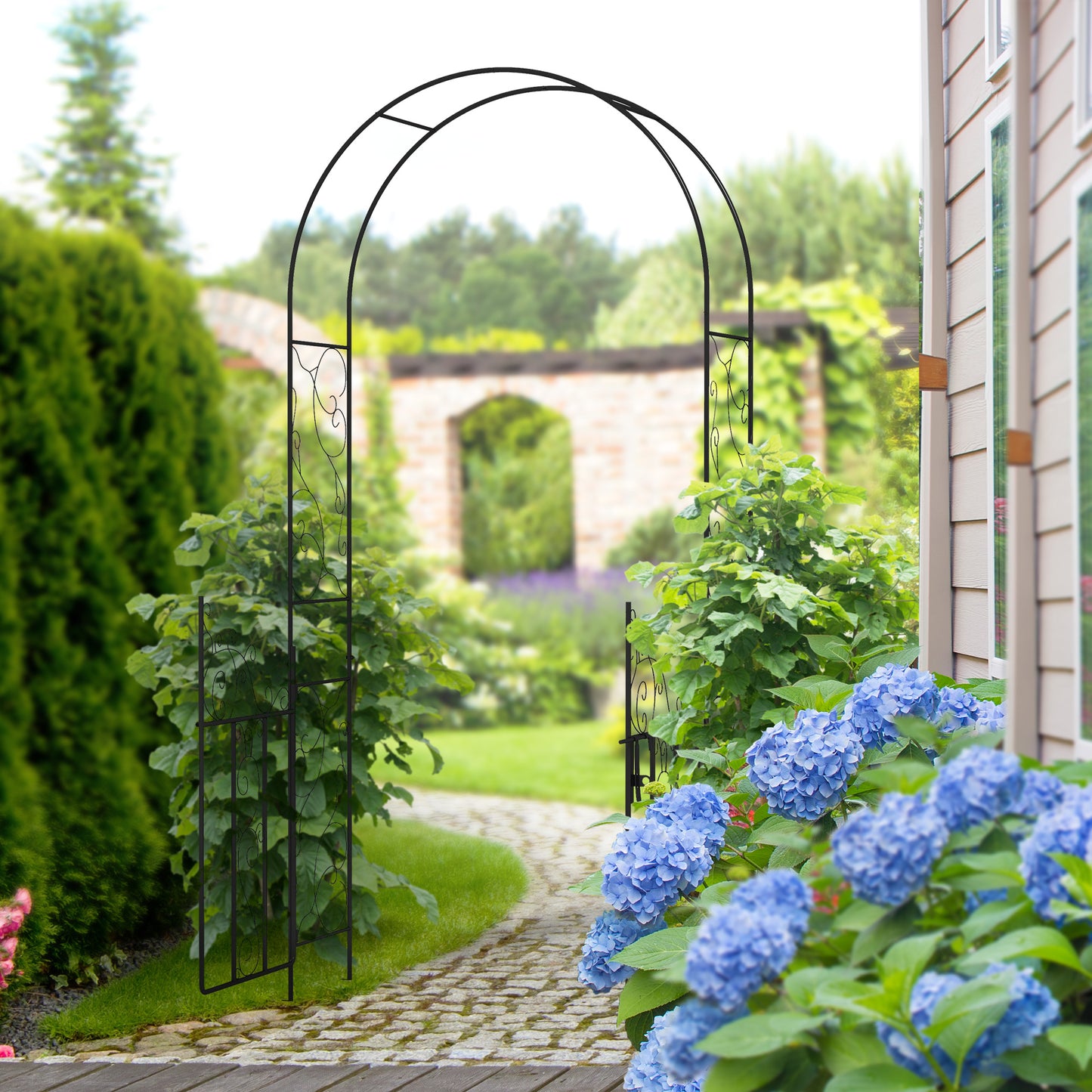 Outdoor Garden Arch with Double Gates (1)