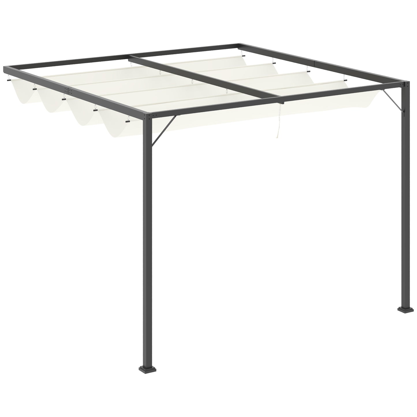 3 x 3(m) Outdoor Lean To Pergola Retractable Canopy Wall Mounted