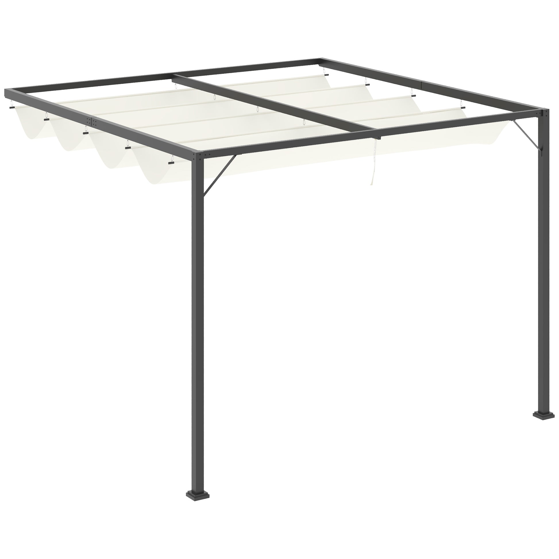 3 x 3(m) Outdoor Lean To Pergola Retractable Canopy Wall Mounted