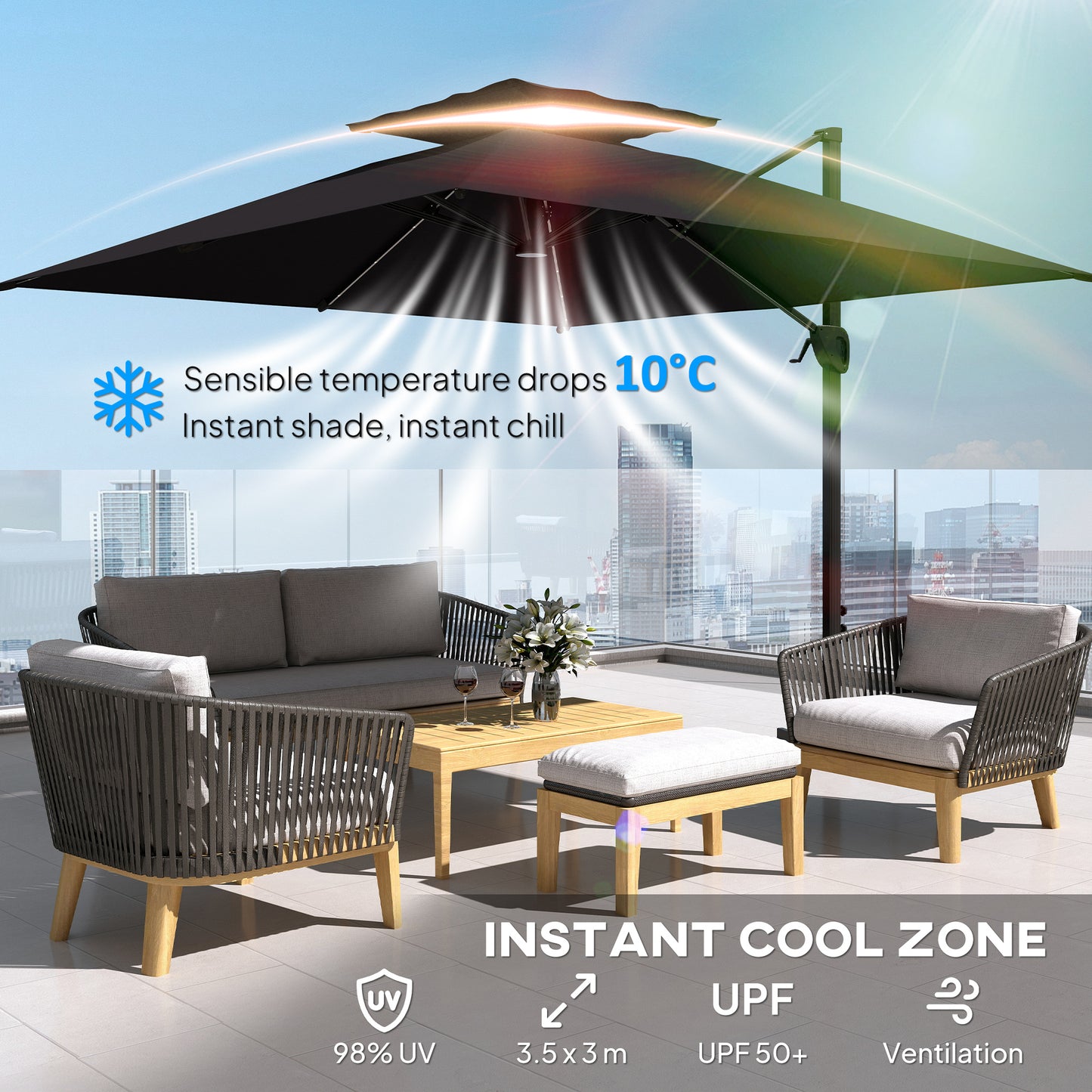 Multi-Angle LED Light Parasol Umbrella