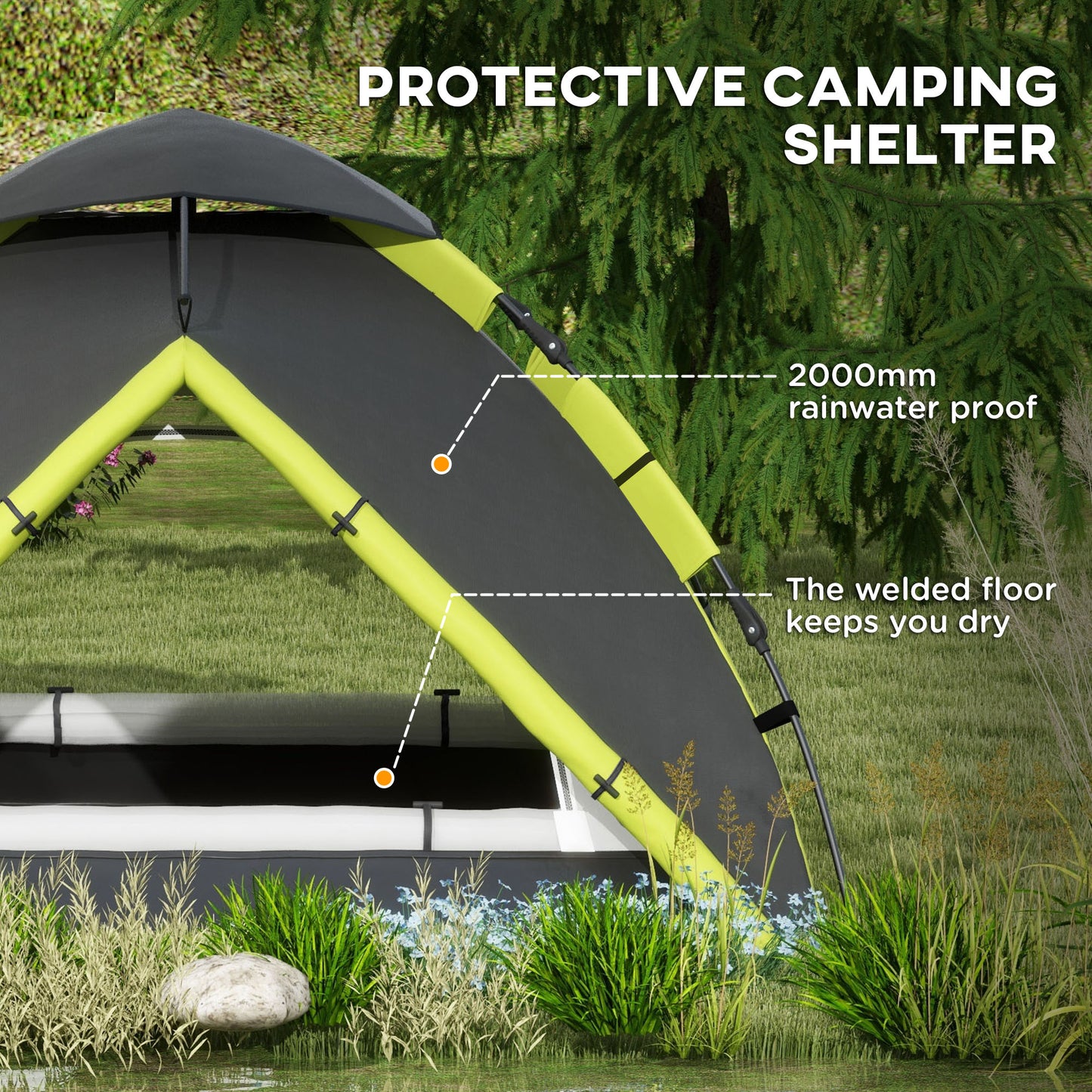 Two-Man One Room Camping Tent, with Accessories