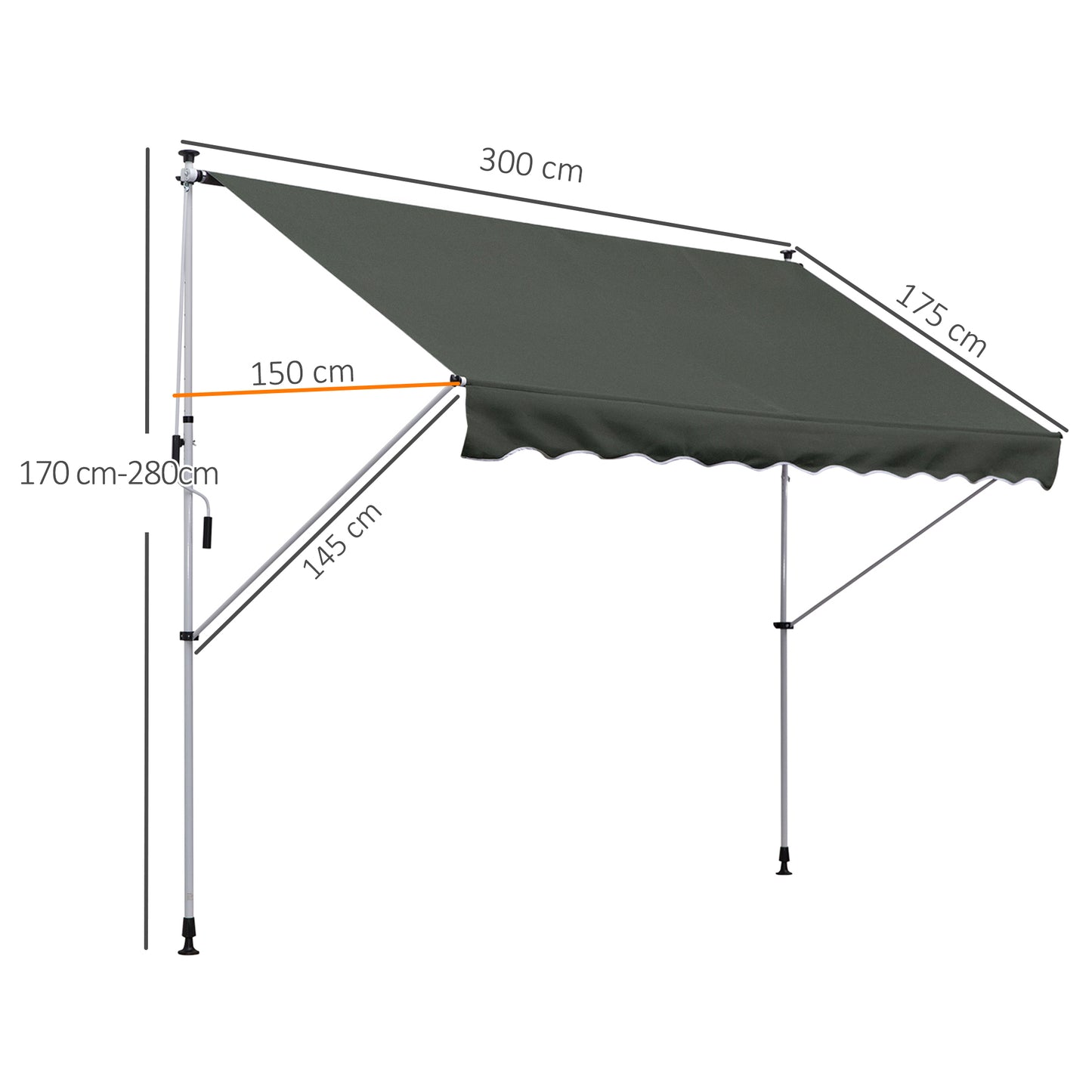 3x1.5m  Adjustable Outdoor Aluminium Frame Awning