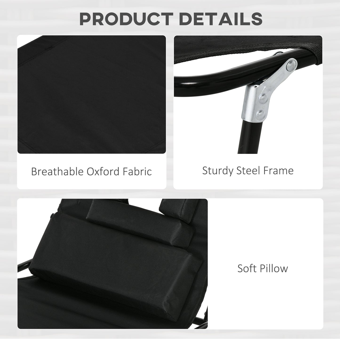Folding Sun Loungers Set of 2 with Face Hole
