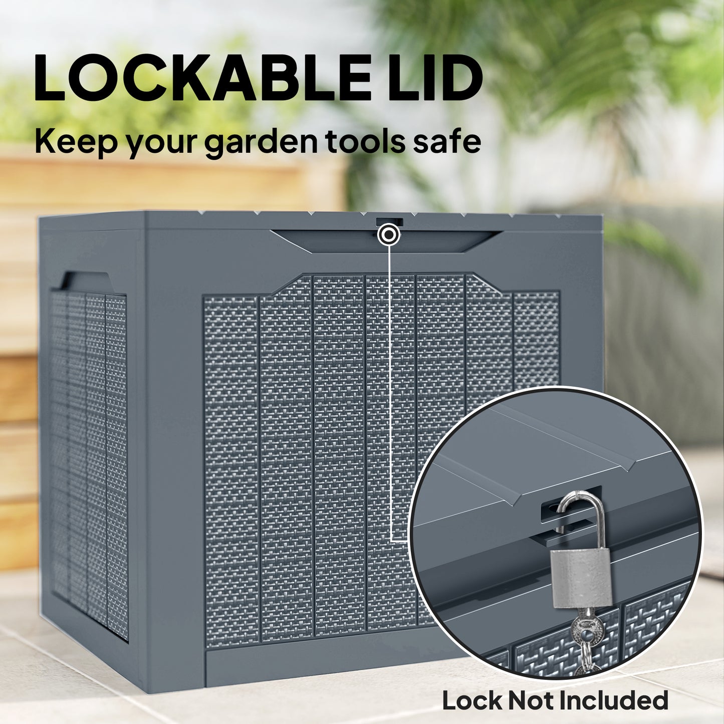 93L Plastic Garden Storage Box, Outdoor Storage Box with Handles