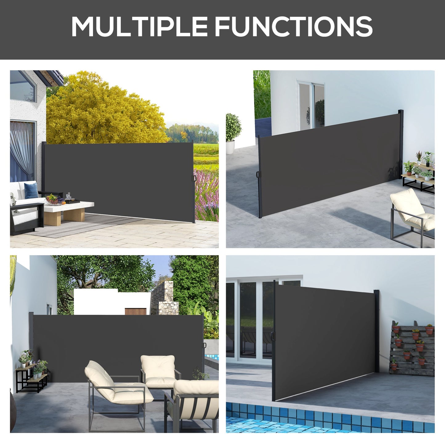 Retractable Side Awning, Outdoor Privacy Screen for Garden, Hot Tub (1)