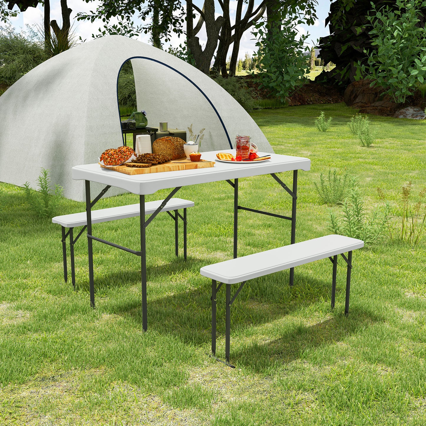 Three-Piece Folding Picnic Table and Bench Set