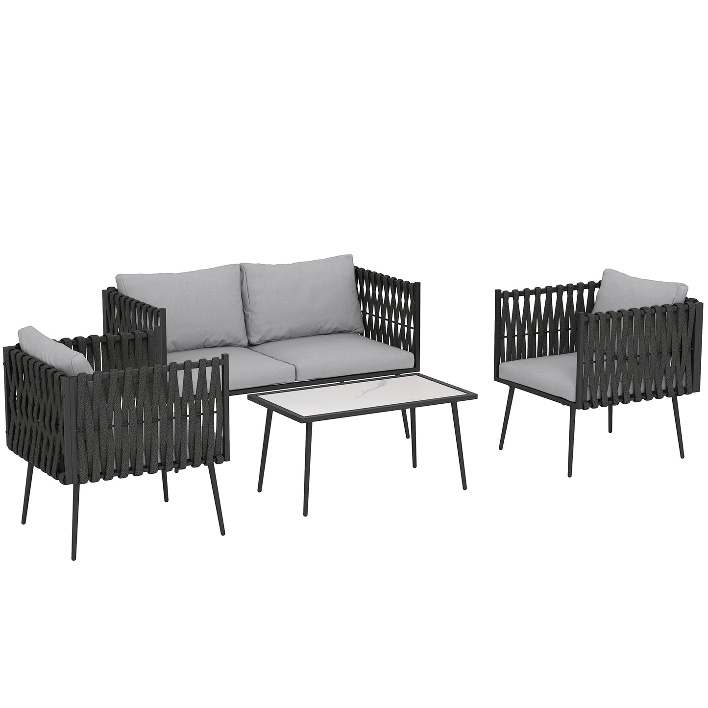 4-Piece Garden Furniture Set with Cushions
