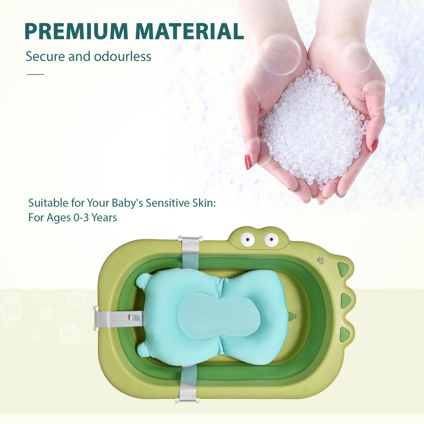 Baby Bath Tub for Toddler Kids Infant Ergonomic Foldable Secure