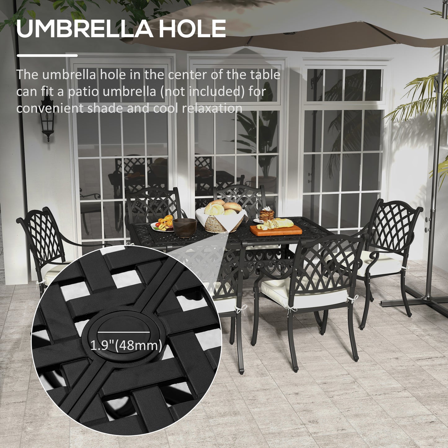 7 Pieces Aluminium Patio Dining Set with Umbrella Hole