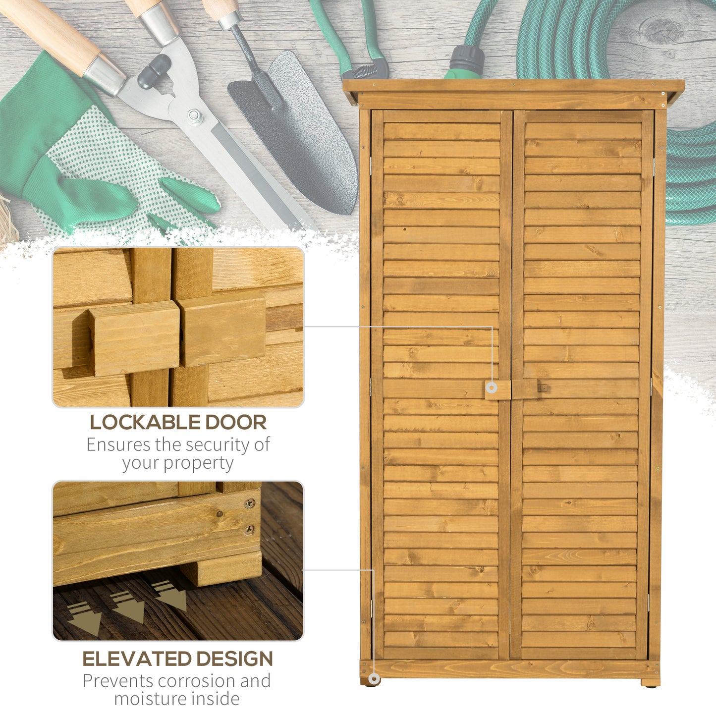 Wooden Garden Storage Shed, Compact Utility Sentry Unit