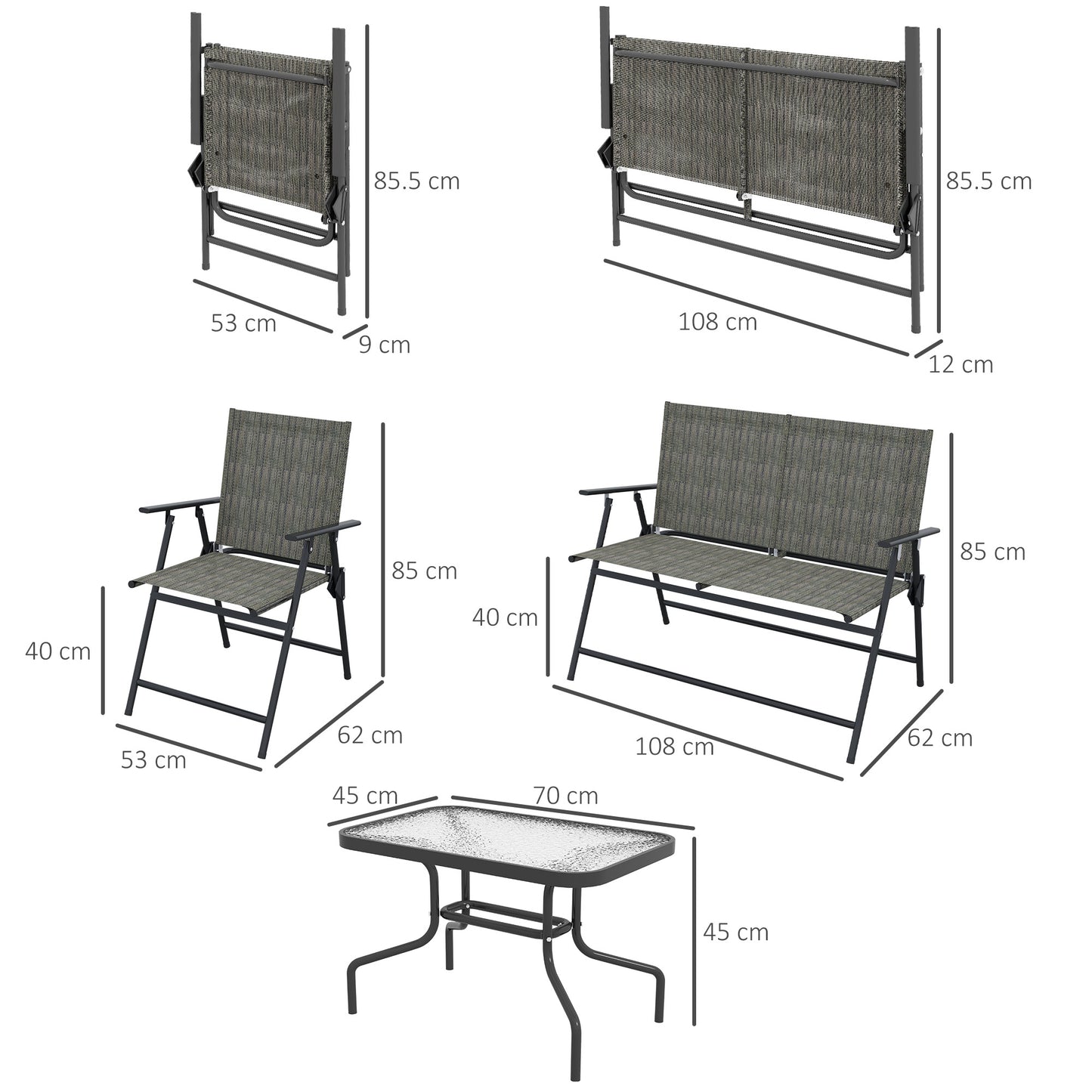 Four-Piece Metal Garden Sofa Set
