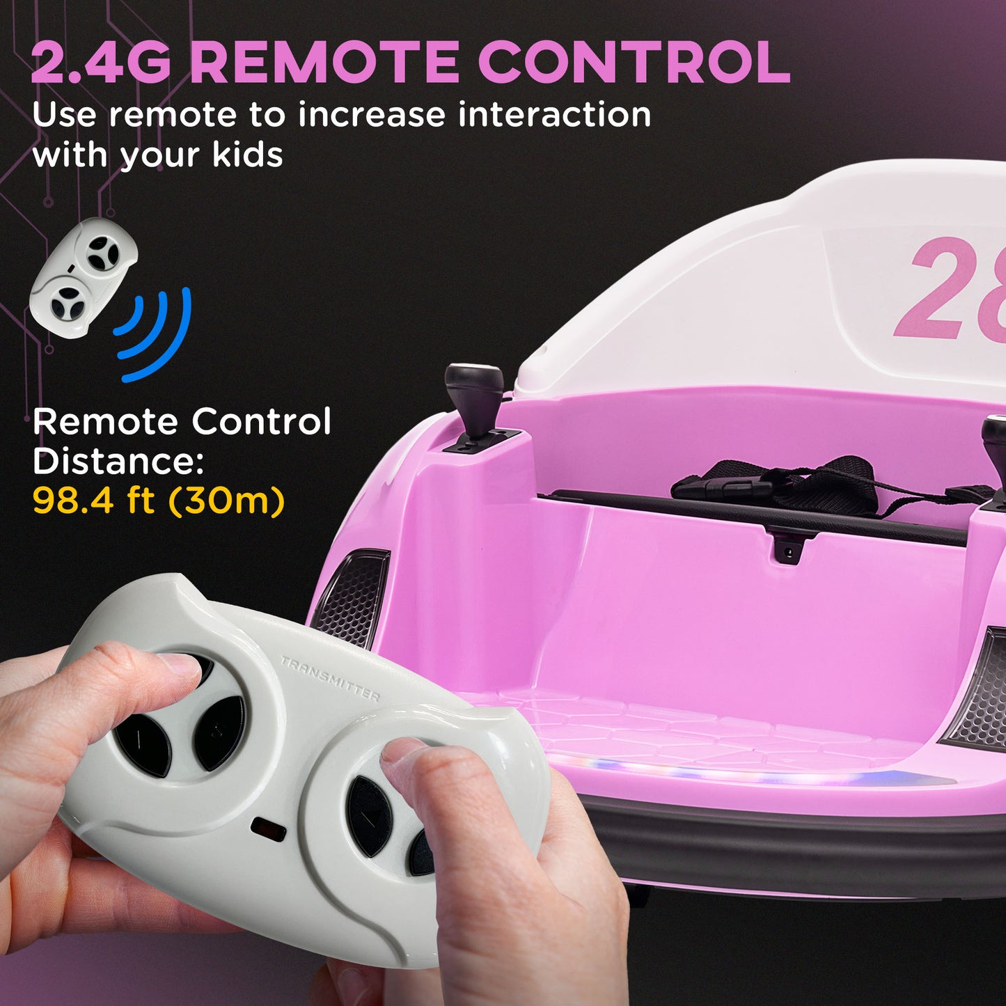 360° Rotation Kids Bumper Car, 12V Waltz Car with Remote Control