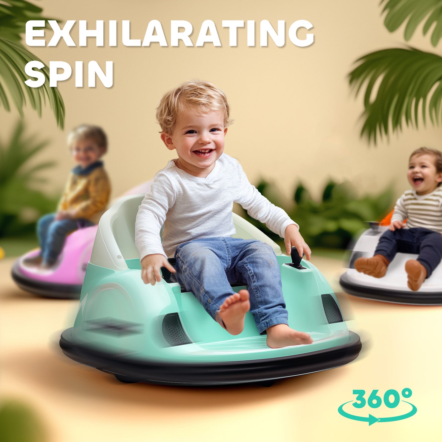 360° Rotation Kids Bumper Car, 12V Waltz Car with Remote Control