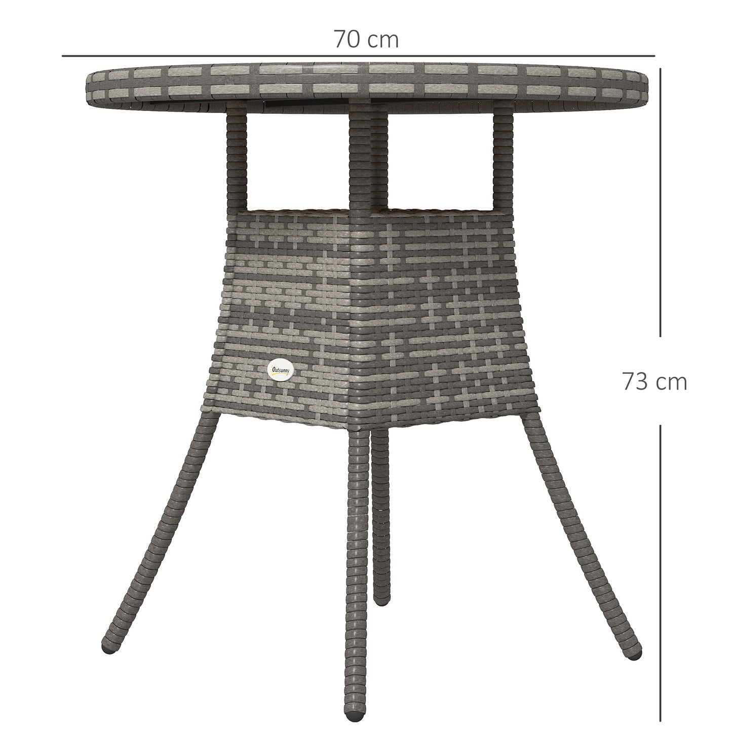 70 cm Wood-Effect Rattan Garden Table