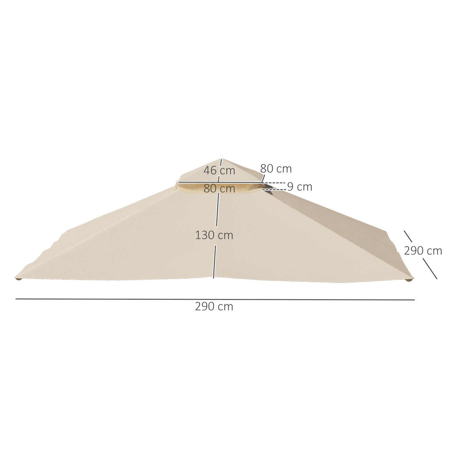 3x3(m) Replacement Gazebo Canopy, Double Tier Roof Top for Garden