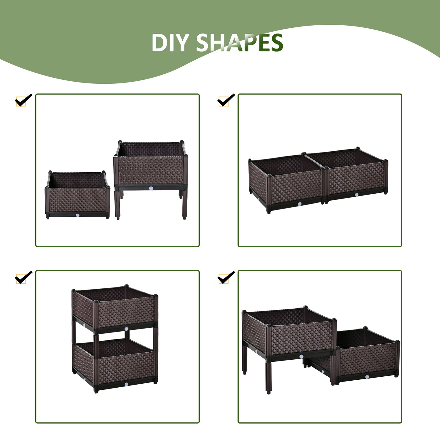 50cm x 50cm x 46.5cm Set of 2 41L Plastic Raised Garden Bed