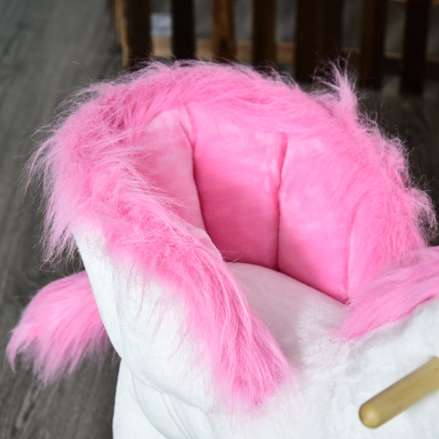 Kids Rocking Horse Toy, Plush Unicorn Rocker Seat with Wood Base