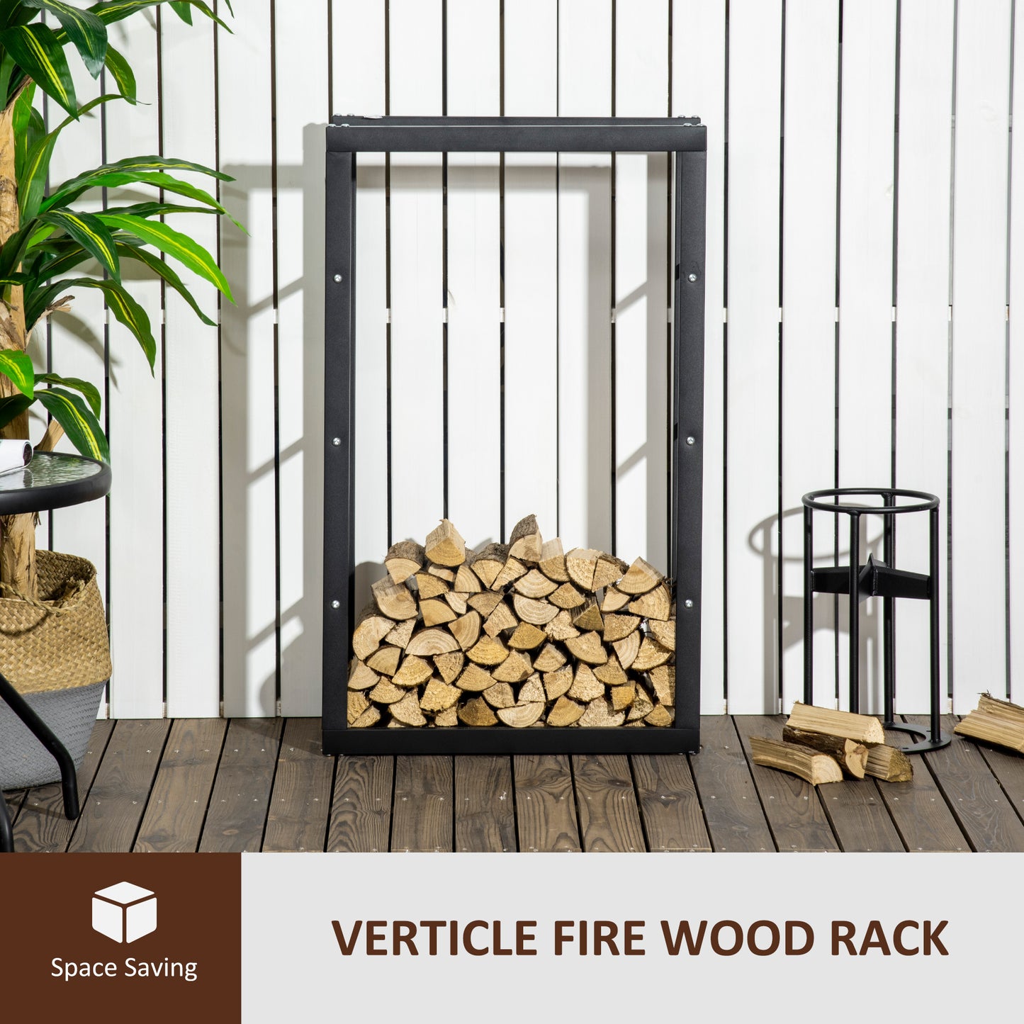 Metal Firewood Log Holder Tall Firewood Rack Indoor Outdoor (1)