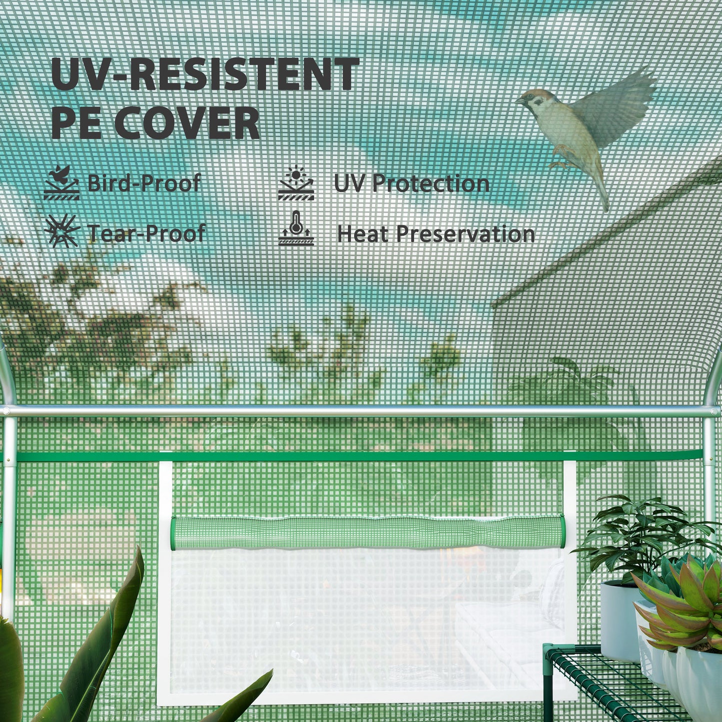 13 x 9.8ft Walk-In Polytunnel Greenhouse