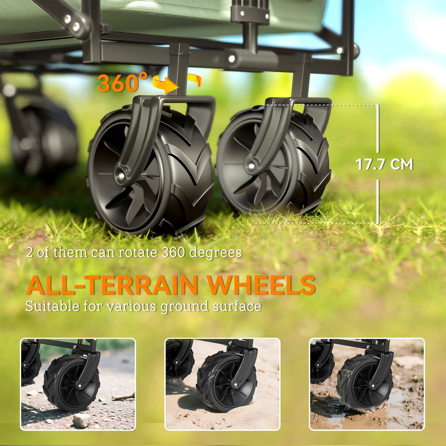 Folding Trolley Cart Storage Wagon Beach Trailer 4 Wheels
