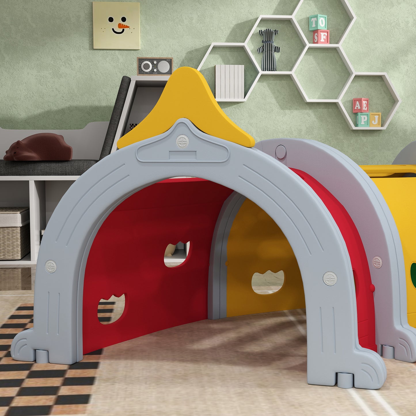 Kids Play Tunnel with Lion Design for 3-6 Years, Crawling, Climbing