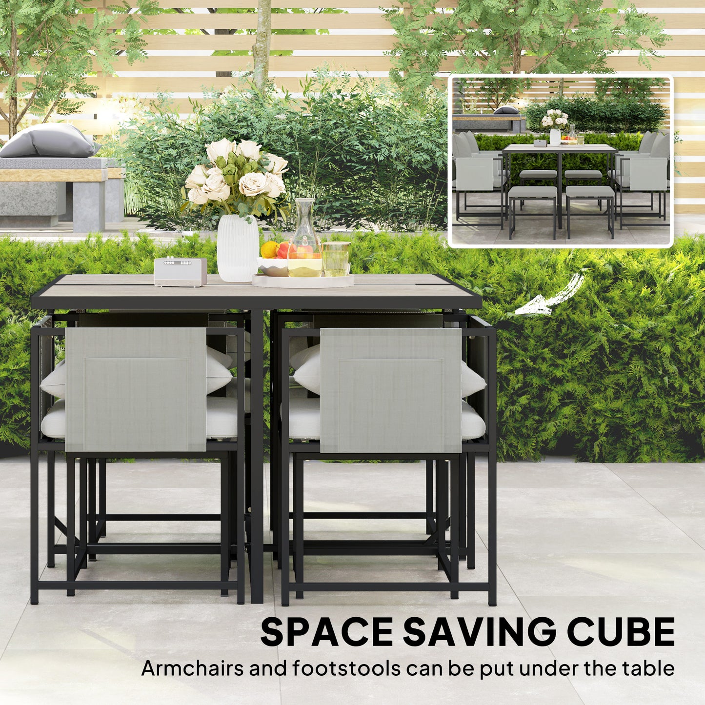 Nine-Piece Steel Frame Garden Dining Set