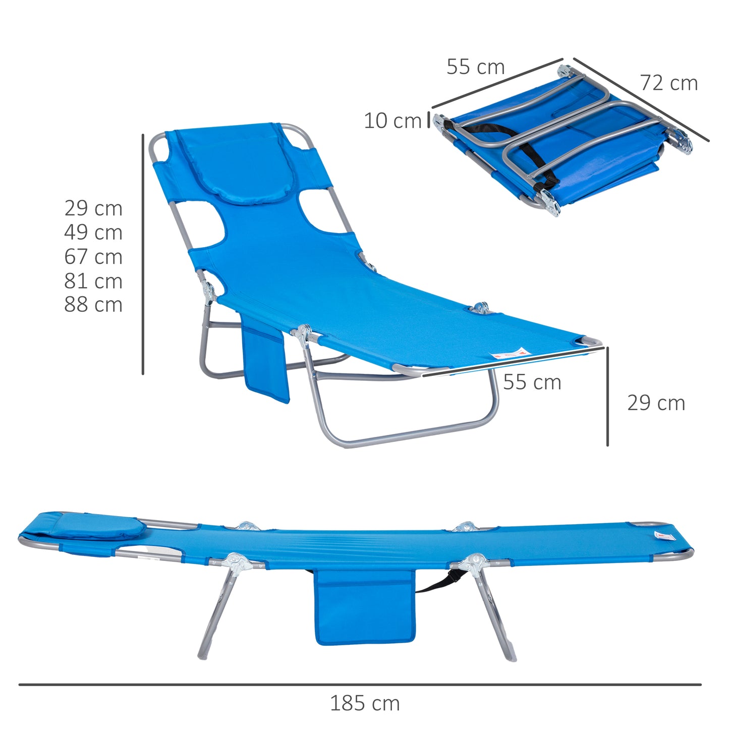 Foldable Sun Lounger with Reading Hole