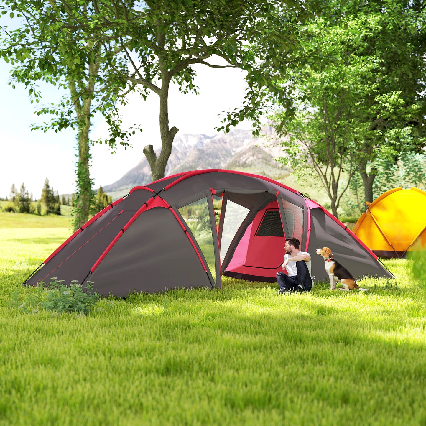 4-6 Man Family Camping Tent w/ 2 Bedrooms and a Living Room