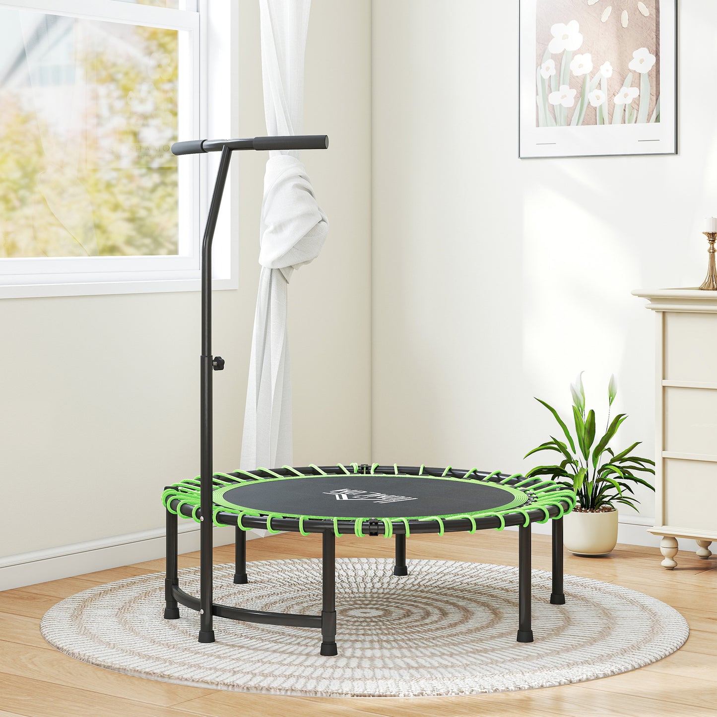 Mini Round Steel Frame Trampoline w/ Adjustable Handle