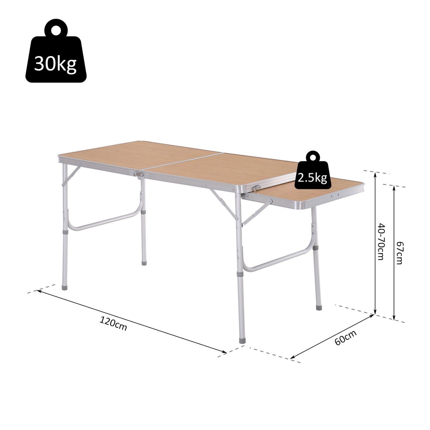 Aluminium MDF-Top 4ft Folding Portable Outdoor Table
