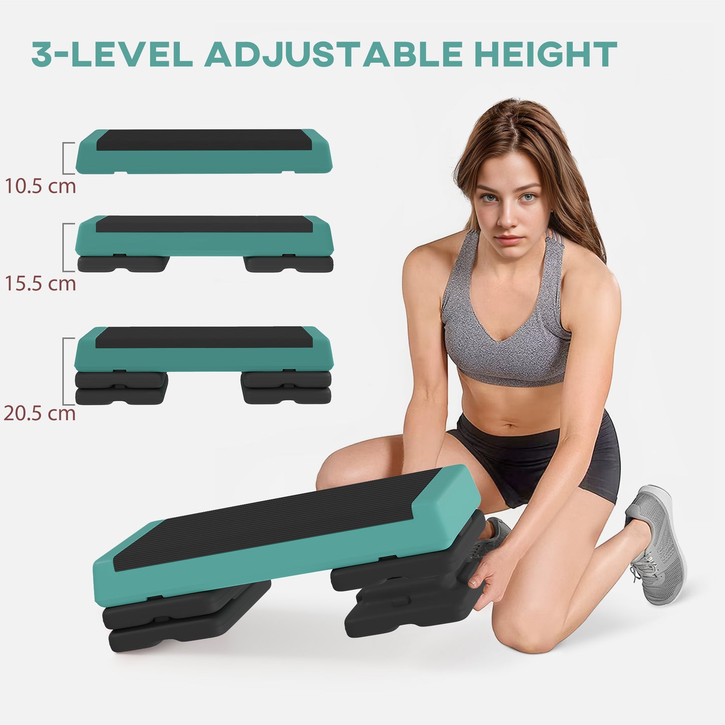Adjustable Fitness Stepper, with Non-Slip Surface, for Home, Gym