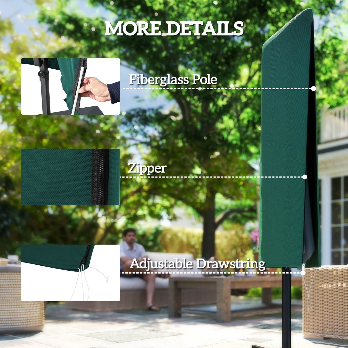 Garden Parasol Cover, Outdoor Patio Umbrella Protector Weatherproof (1)
