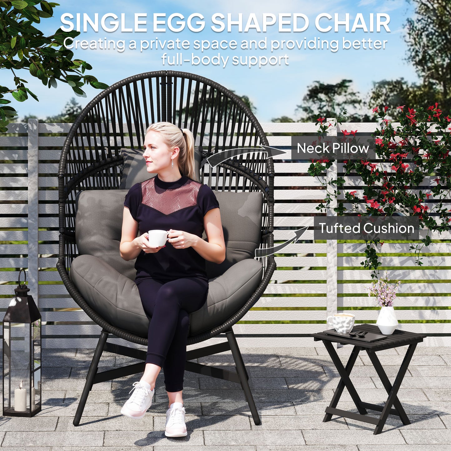 Rattan Egg Chair, Oversized Freestanding Garden Egg Chair