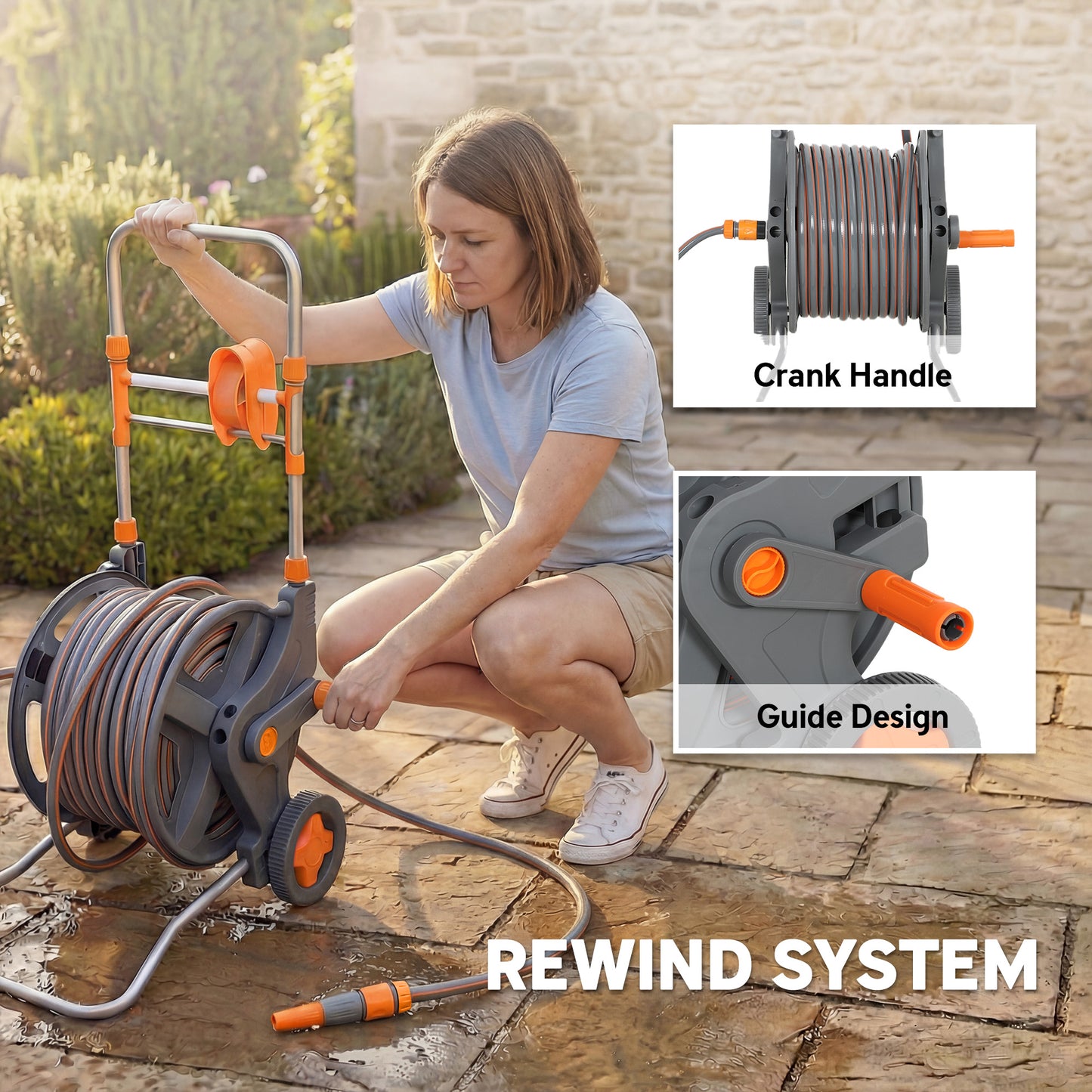 Hose Reel Cart with Wheels