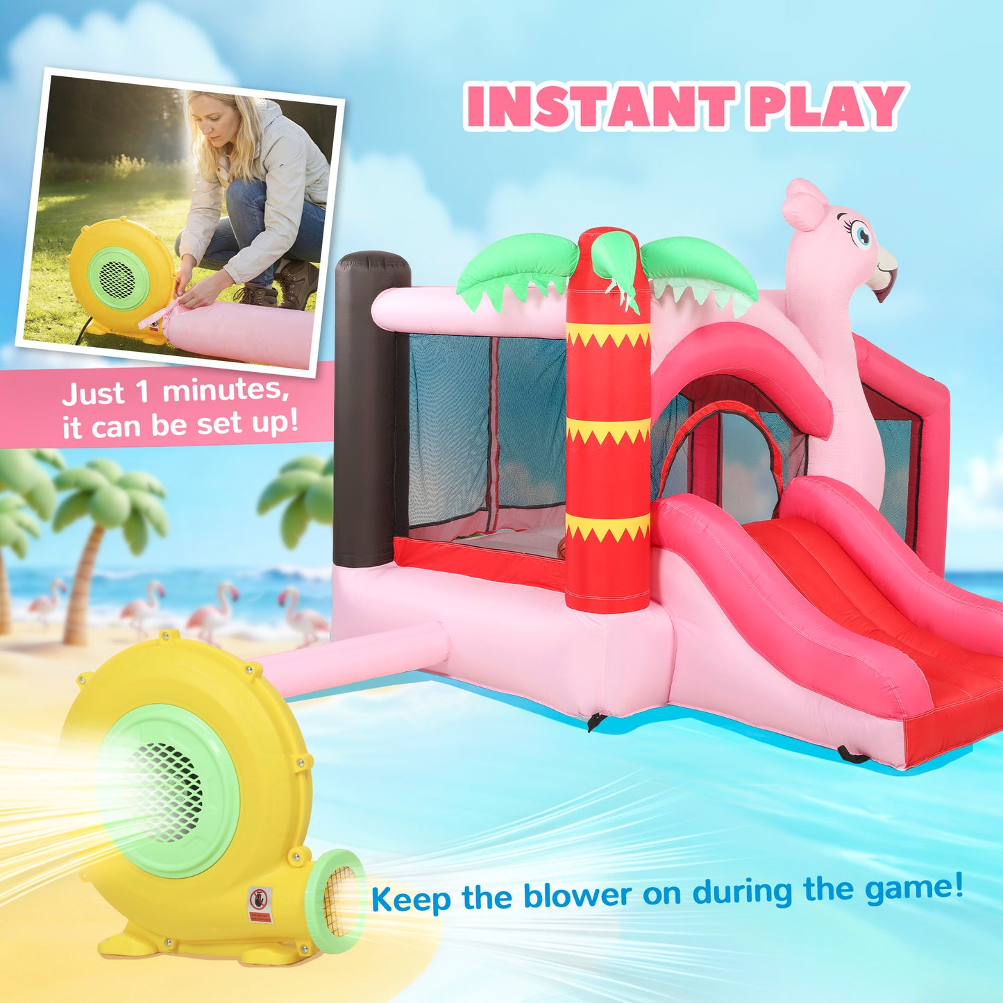 Inflatable Bounce House for Kids with Slide, Ball Pit