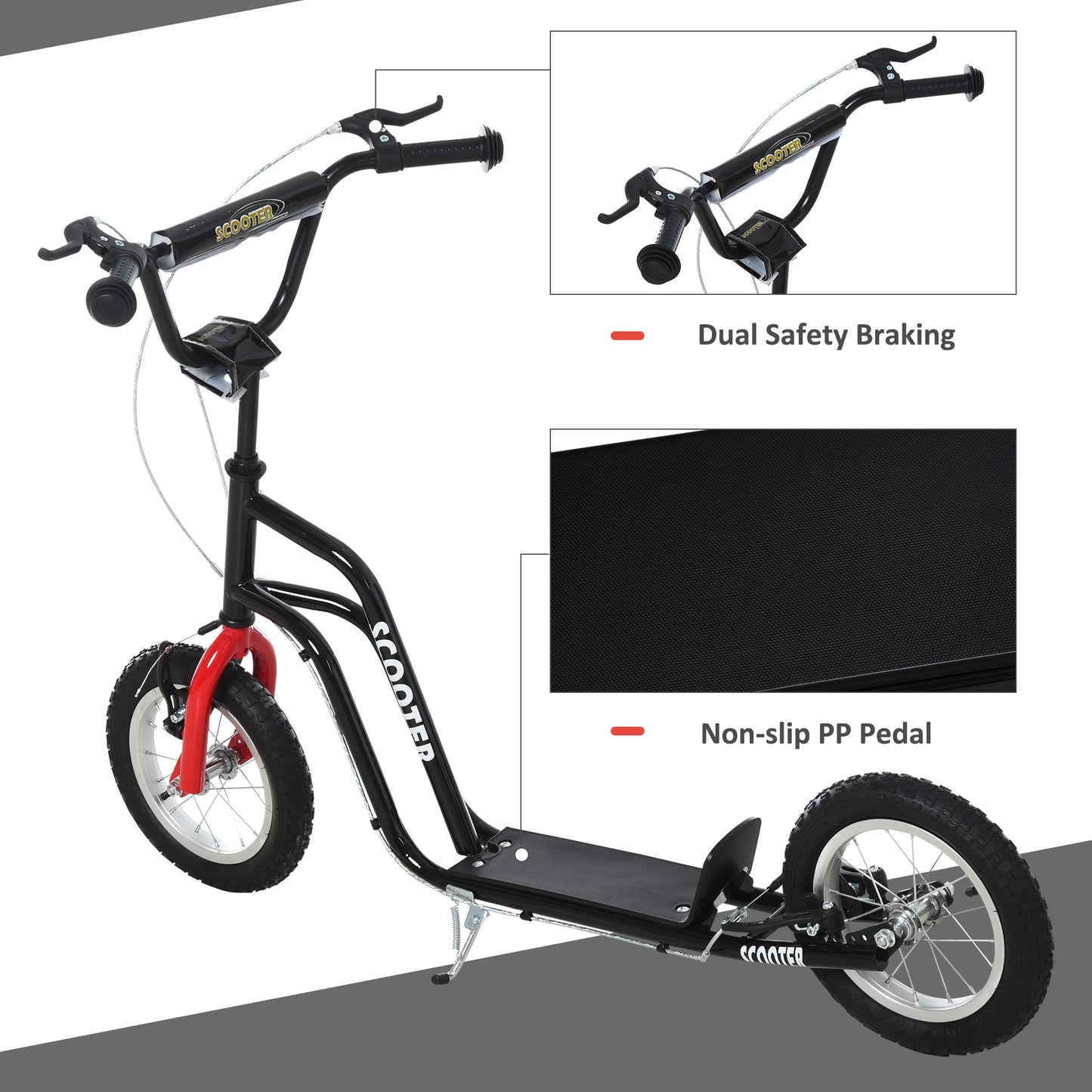 Teen Kick Scooter with Adjustable Handlebar, Inflatable Wheels