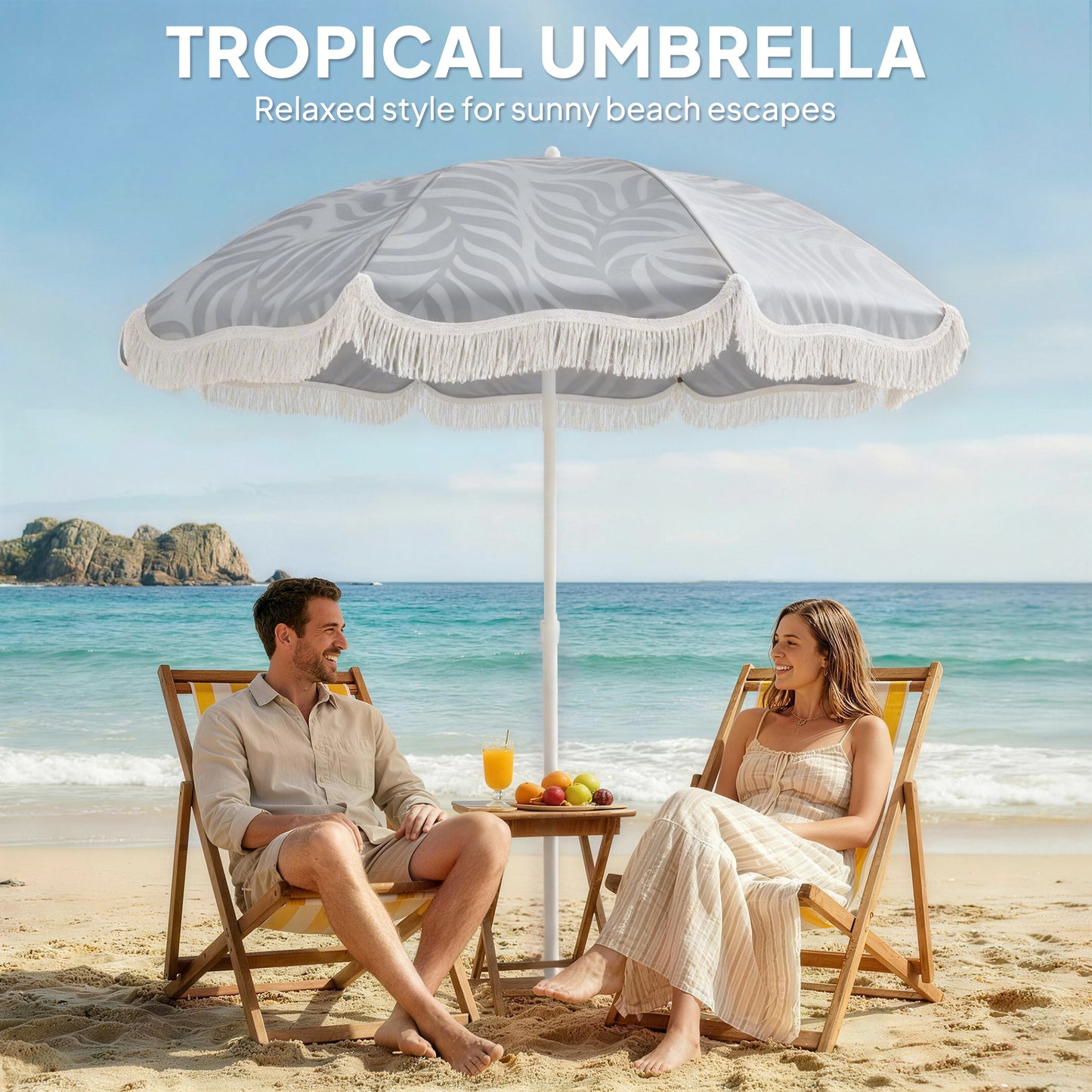 1.8 m Beach Umbrella Parasol with Sand Anchor