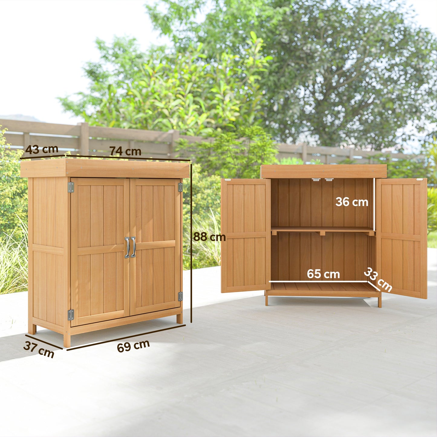 Small Shed, Wooden Garden Shed with Openable Hinged Roof