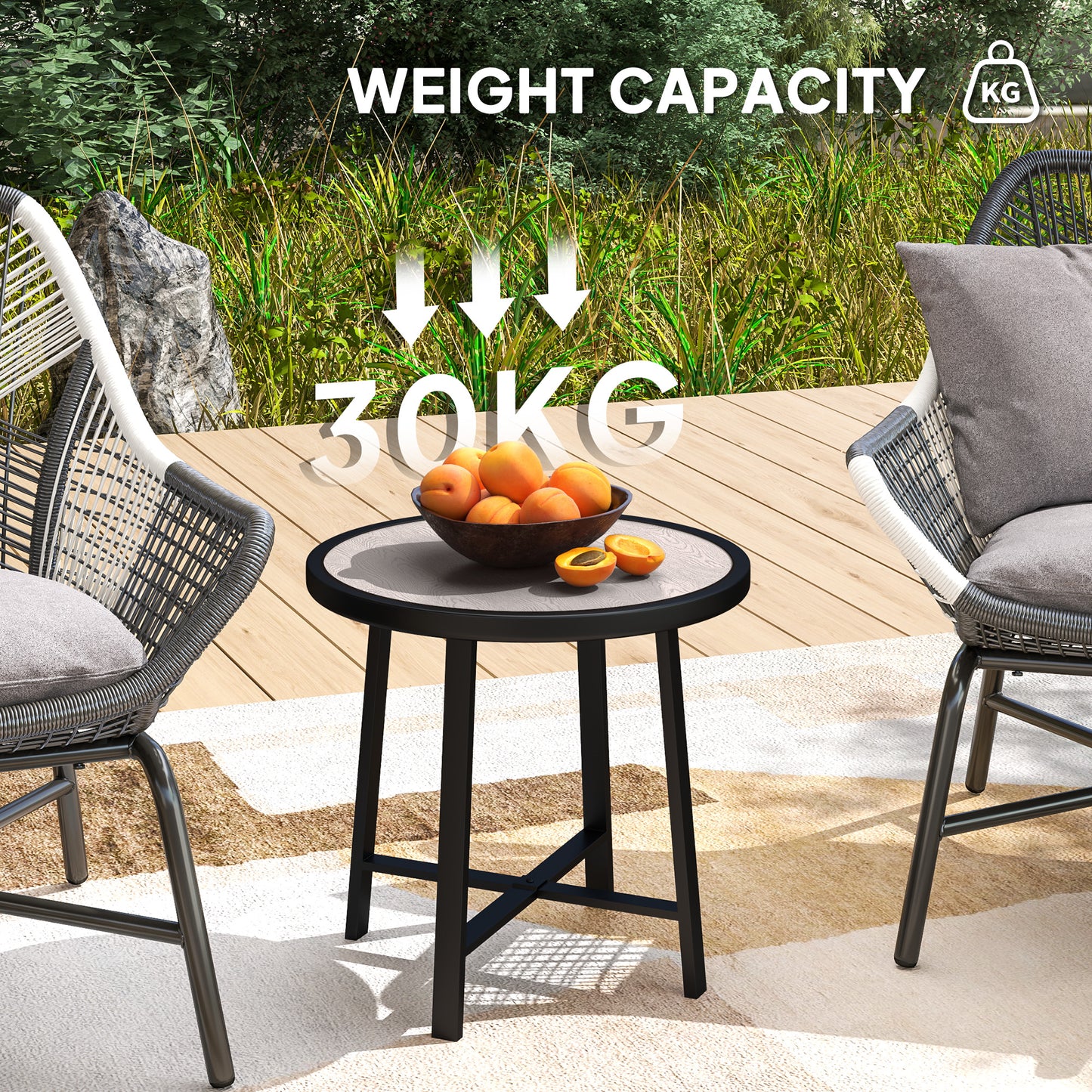 Round Small Garden Table, 50.5cm Outdoor Side Table