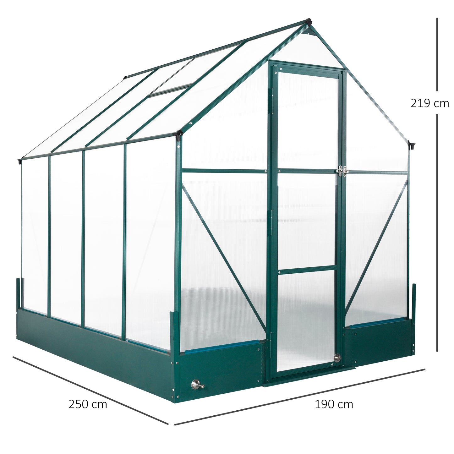 6x8 FT Polycarbonate Greenhouse with Base and Raised Bed