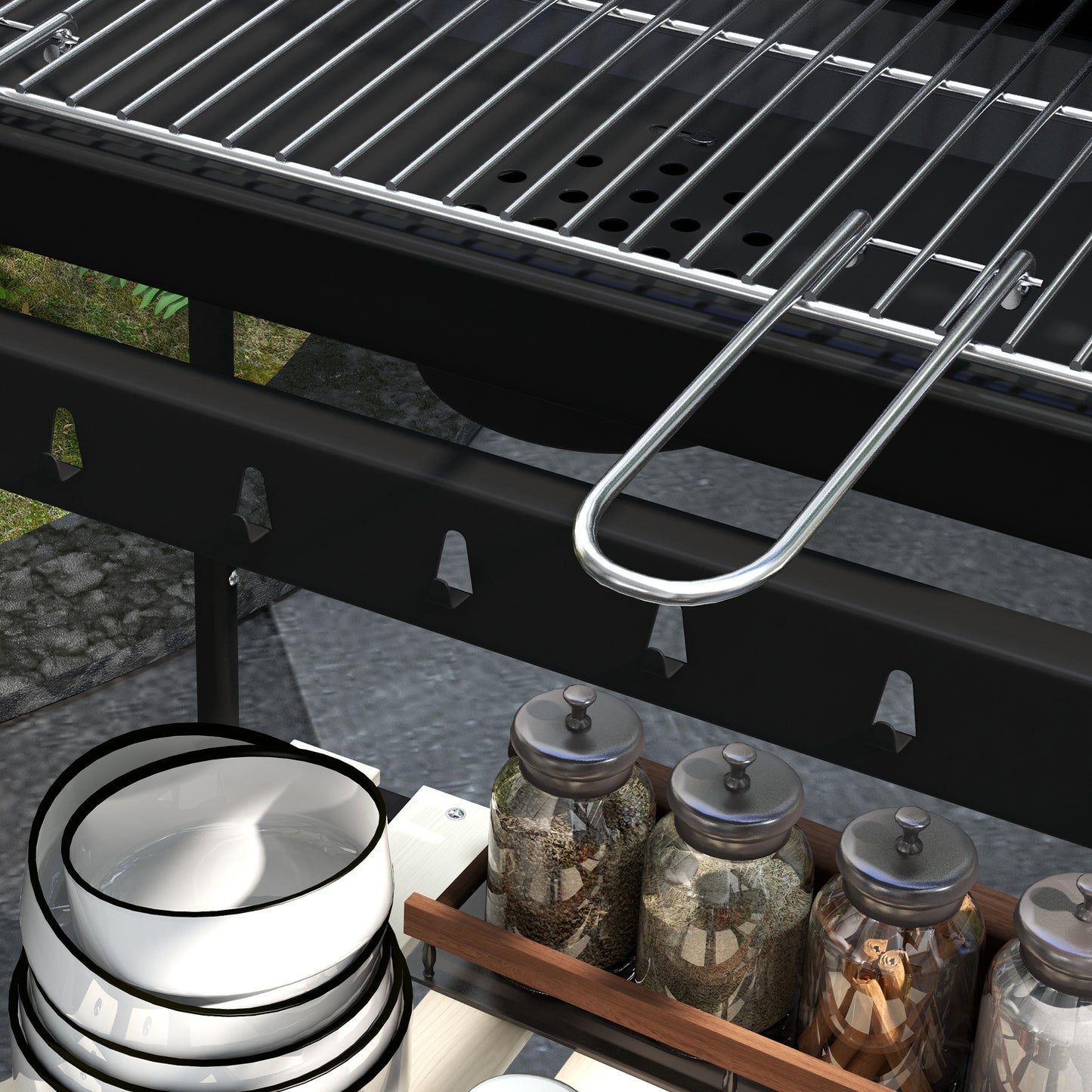 Charcoal Barbecue Grill with Adjustable Grill Height