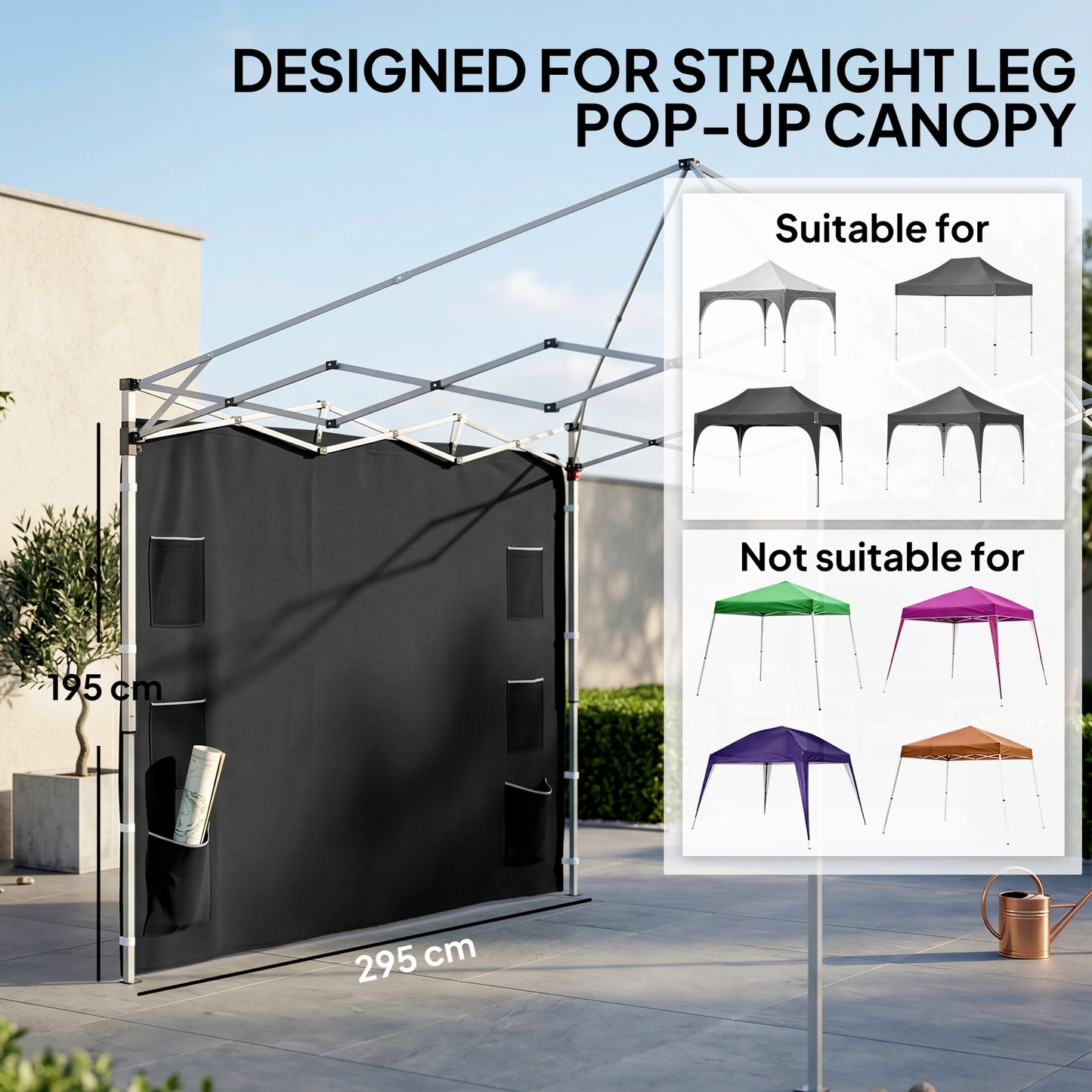 195 x 295cm Replacement Gazebo Sidewall