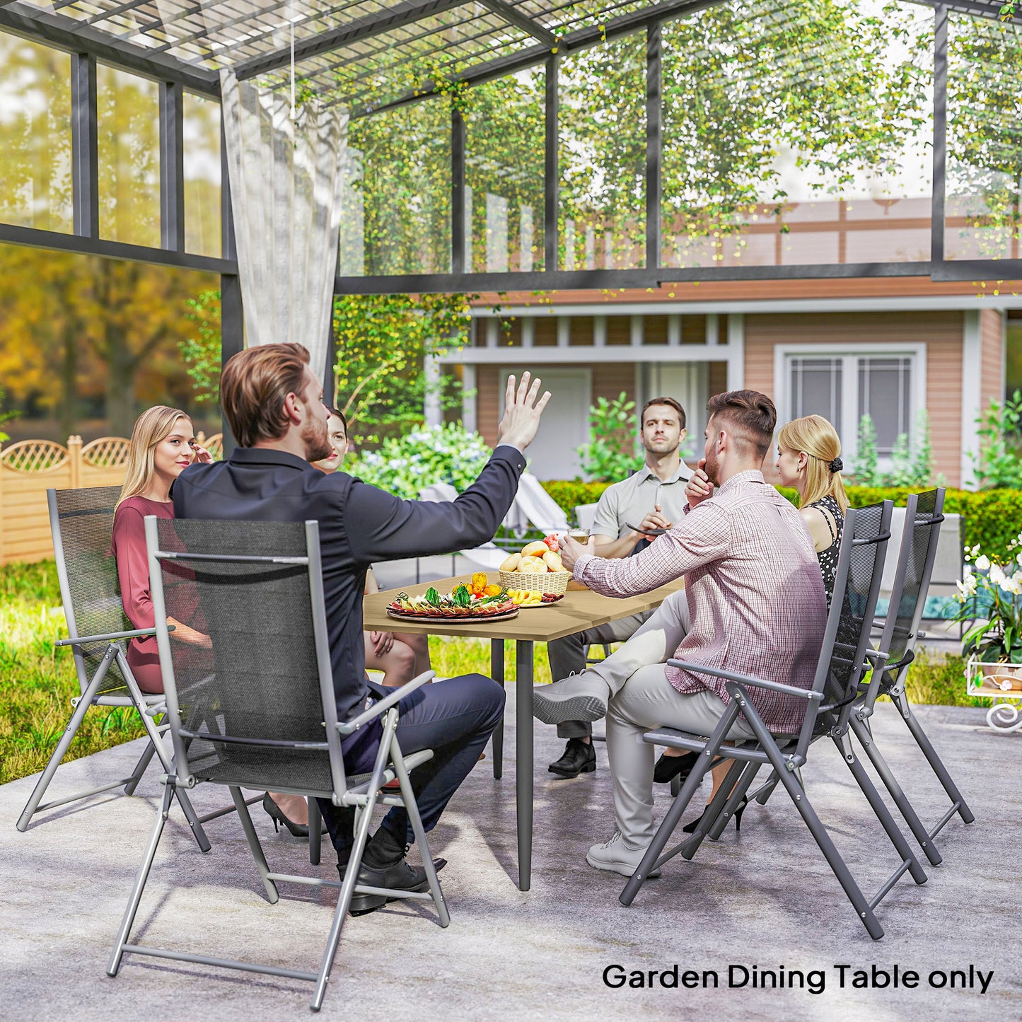 Garden Dining Table, 150 x 90 cm Rectangle Outdoor Table