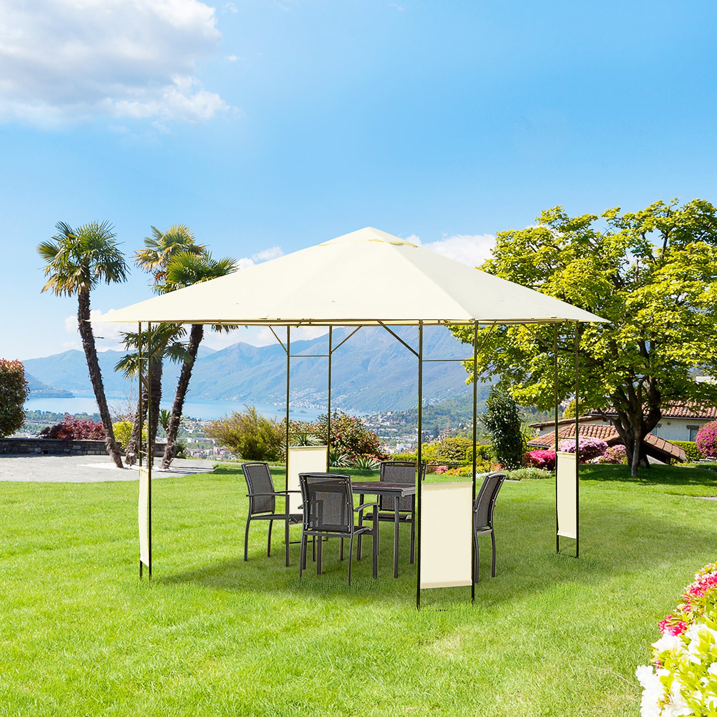 3 x 3 Meters Patio Garden Metal Gazebo Marquee Steel Frame