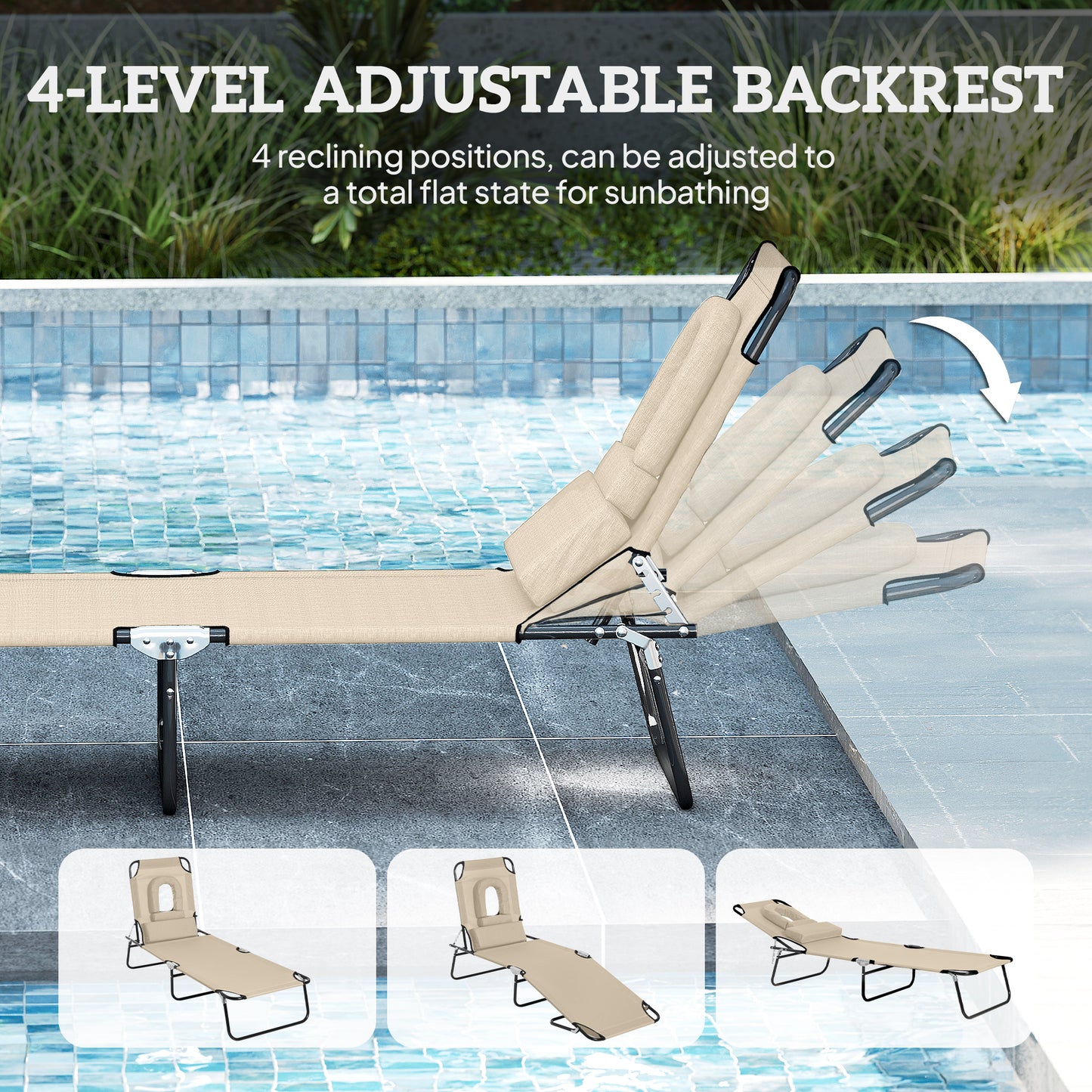 Folding Sun Lounger with Face Hole
