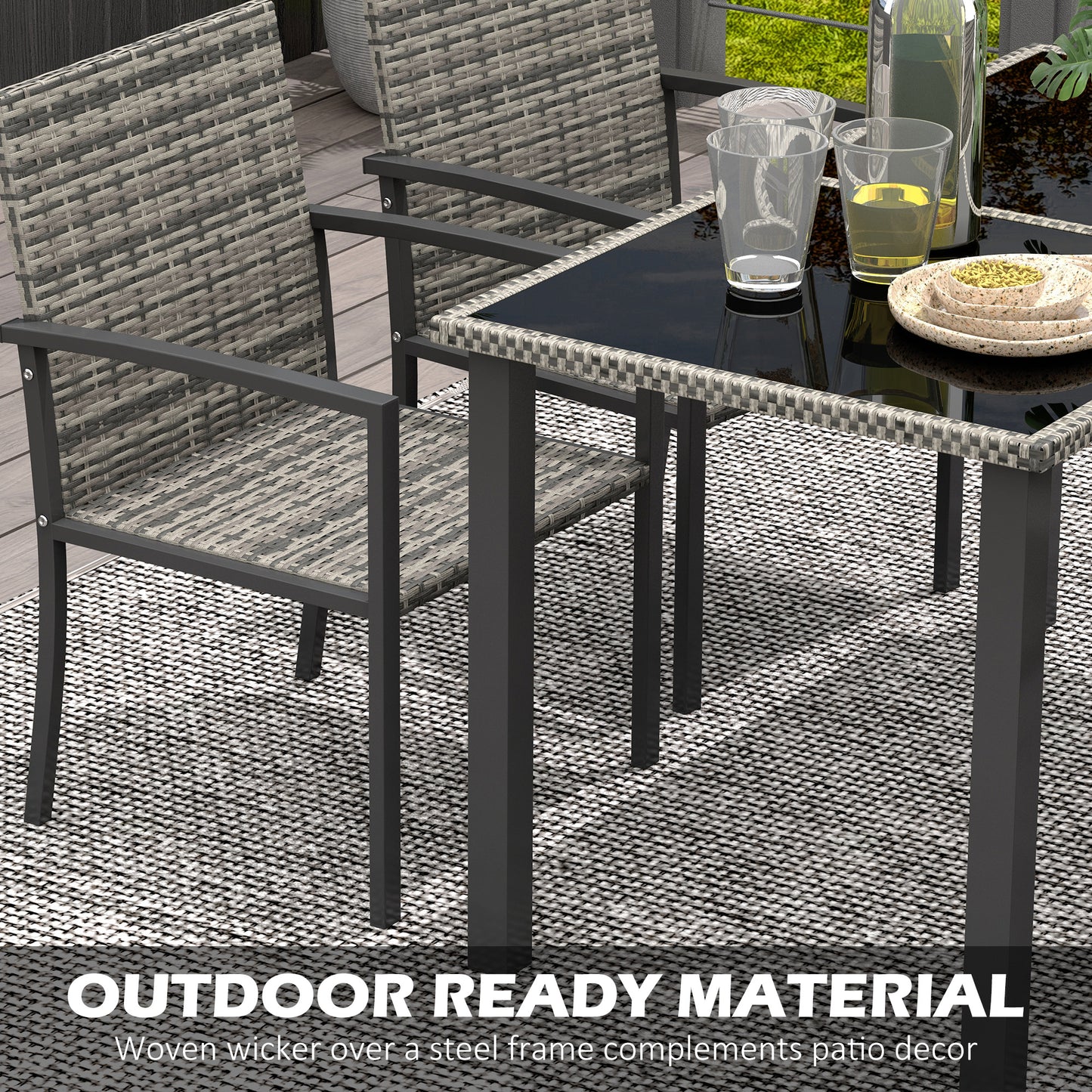 Outdoor Dining Set 5 Pieces Patio Conservatory