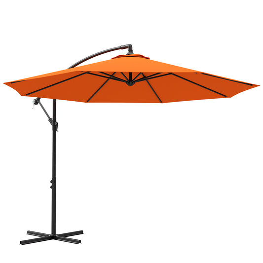 3m Garden Banana Parasol with Cross Base for Garden Family Use
