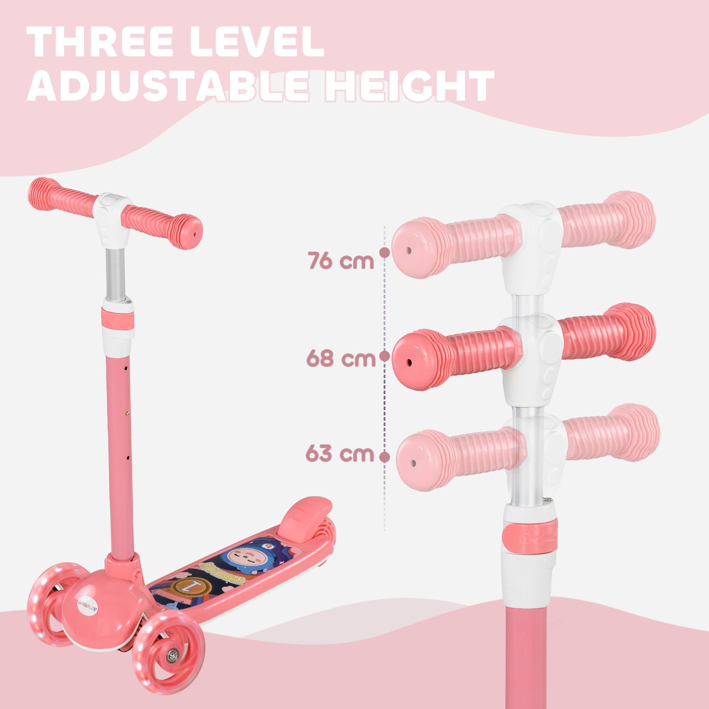 Kids 3 Wheel Scooter for 2-6 Years Old w/ Adjustable Height